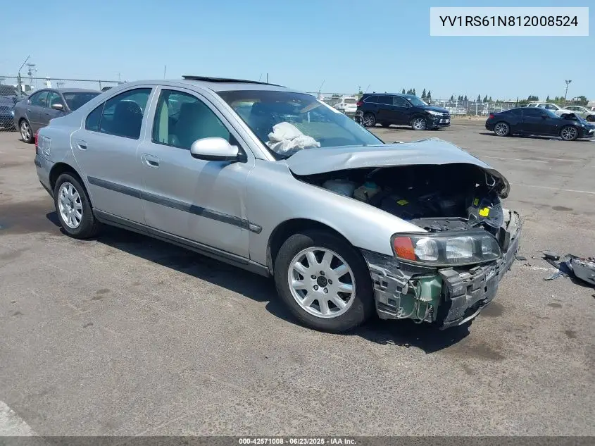 2001 Volvo S60 2.4 VIN: YV1RS61N812008524 Lot: 42571008