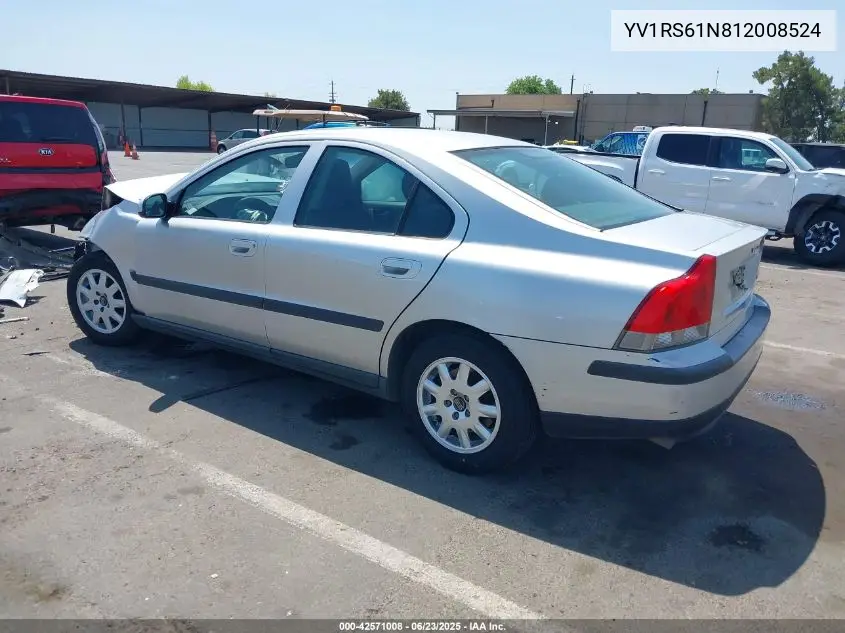 2001 Volvo S60 2.4 VIN: YV1RS61N812008524 Lot: 42571008
