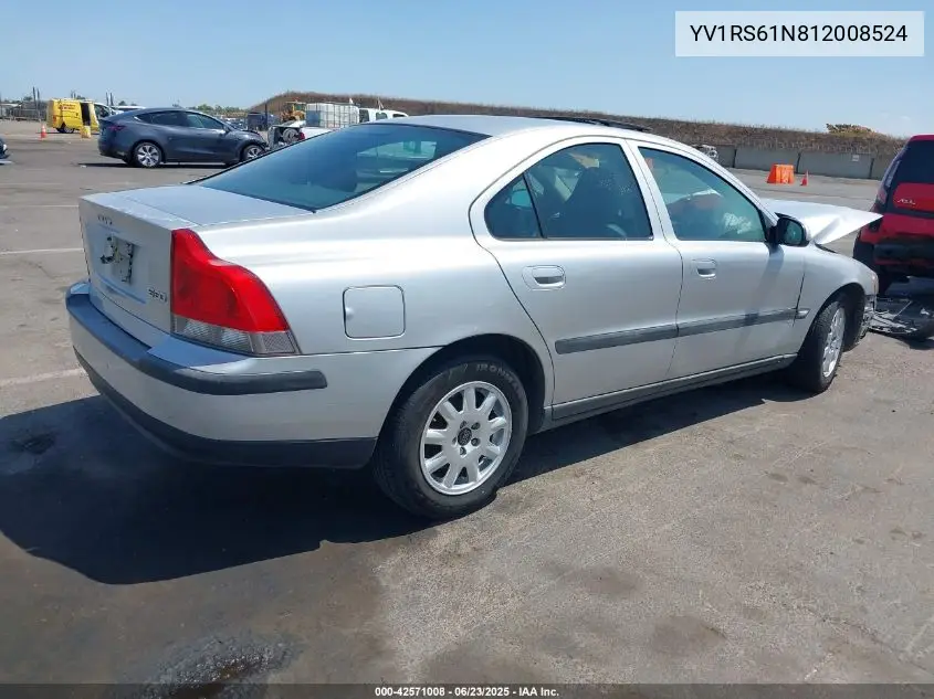 2001 Volvo S60 2.4 VIN: YV1RS61N812008524 Lot: 42571008