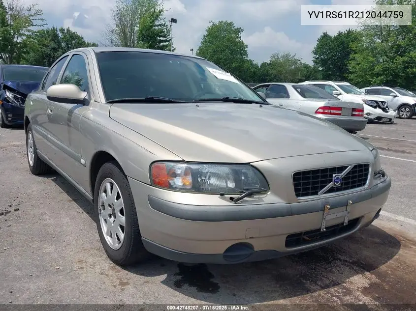 2001 Volvo S60 2.4 VIN: YV1RS61R212044759 Lot: 42748207