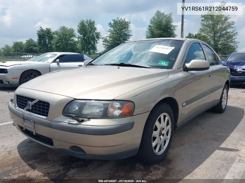 2001 Volvo S60 2.4 VIN: YV1RS61R212044759 Lot: 42748207