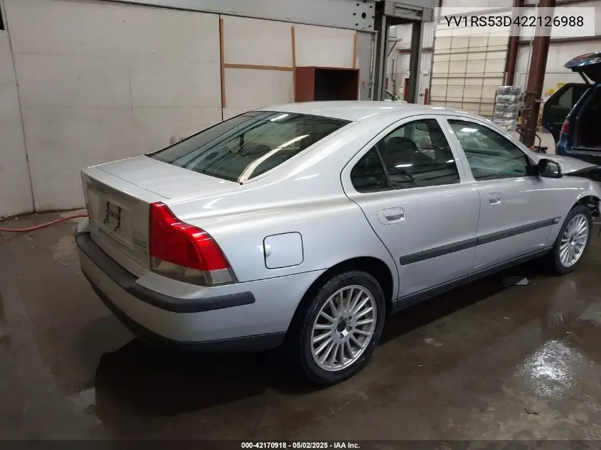 2002 Volvo S60 T5 VIN: YV1RS53D422126988 Lot: 42170918
