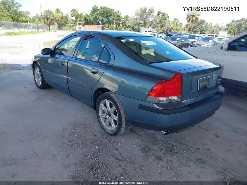 2002 Volvo S60 2.4T VIN: YV1RS58D822190511 Lot: 42484403