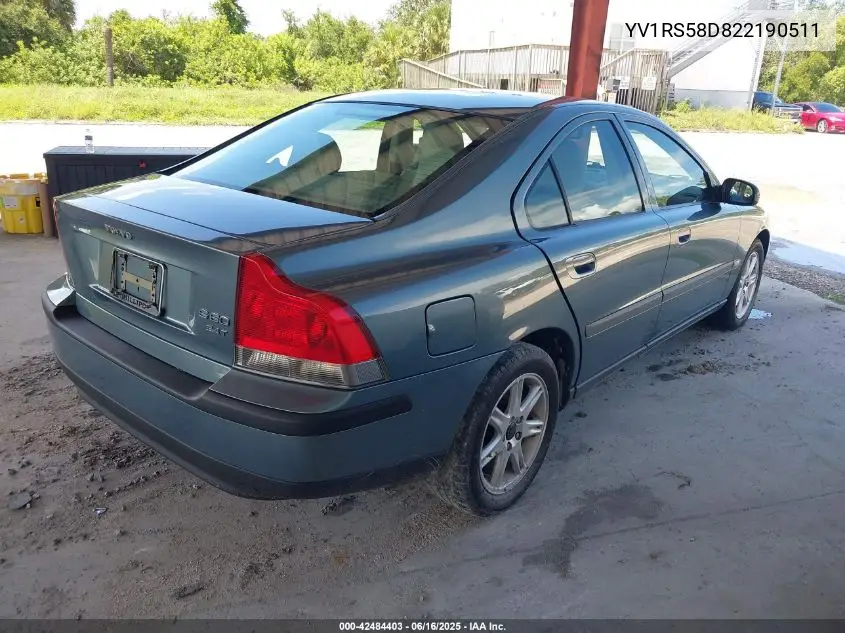 2002 Volvo S60 2.4T VIN: YV1RS58D822190511 Lot: 42484403