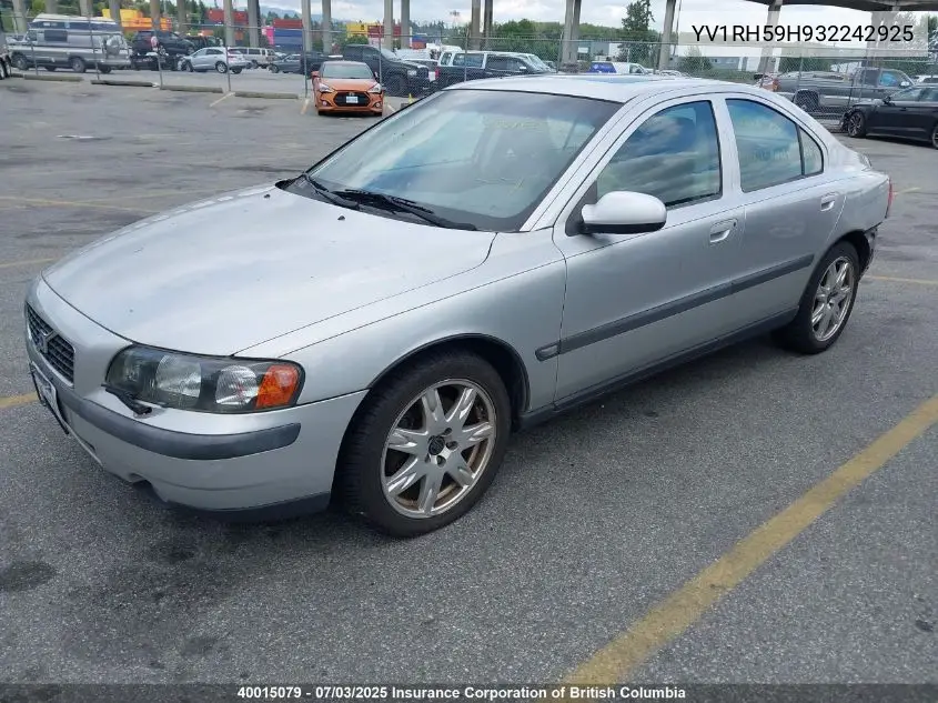2003 Volvo S60 VIN: YV1RH59H932242925 Lot: 40015079