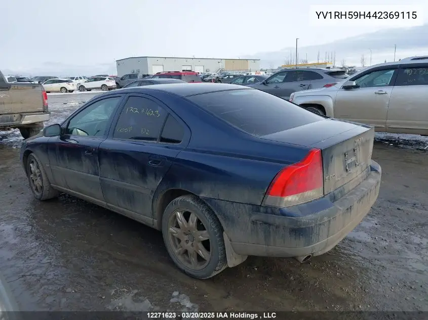 2004 Volvo S60 2.5T VIN: YV1RH59H442369115 Lot: 12271623