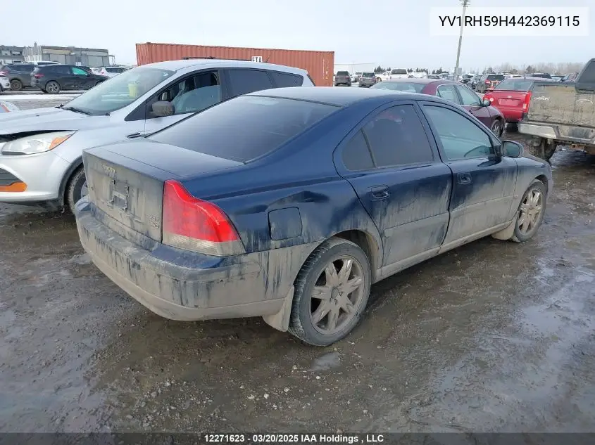 2004 Volvo S60 2.5T VIN: YV1RH59H442369115 Lot: 12271623