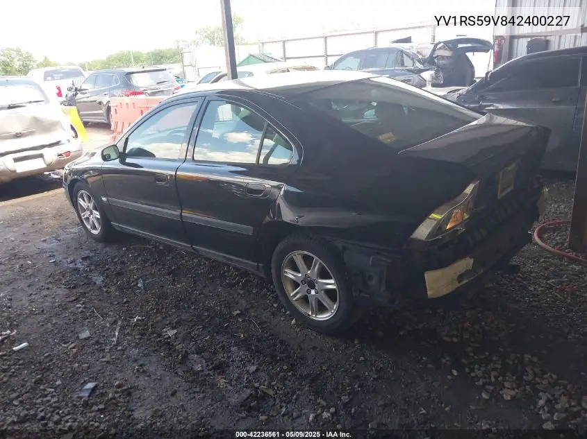 2004 Volvo S60 2.5T VIN: YV1RS59V842400227 Lot: 42236561