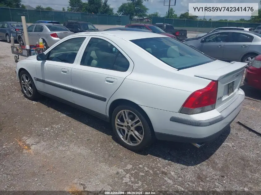2004 Volvo S60 2.5T/2.5T A Sr VIN: YV1RS59V742341476 Lot: 42552296