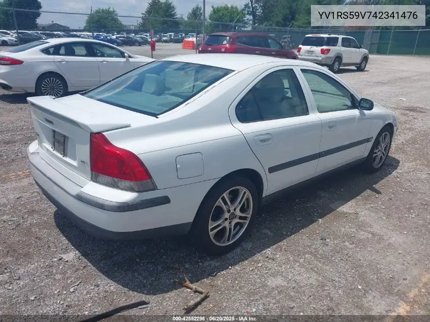 2004 Volvo S60 2.5T/2.5T A Sr VIN: YV1RS59V742341476 Lot: 42552296
