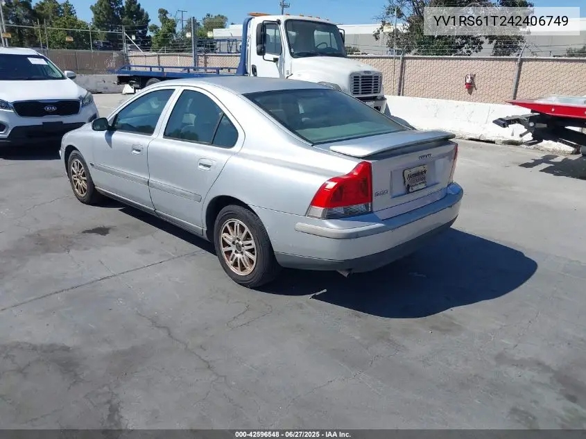 2004 Volvo S60 2.4 VIN: YV1RS61T242406749 Lot: 42596548