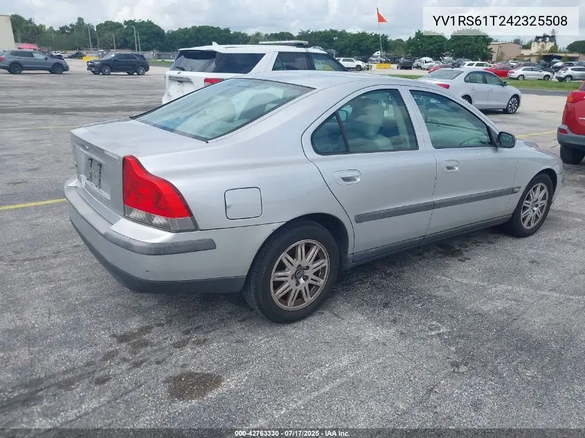 2004 Volvo S60 2.4 VIN: YV1RS61T242325508 Lot: 42763330