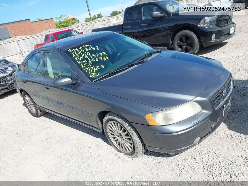 2005 Volvo S60 2.5T VIN: YV1RH592952475783 Lot: 12353652