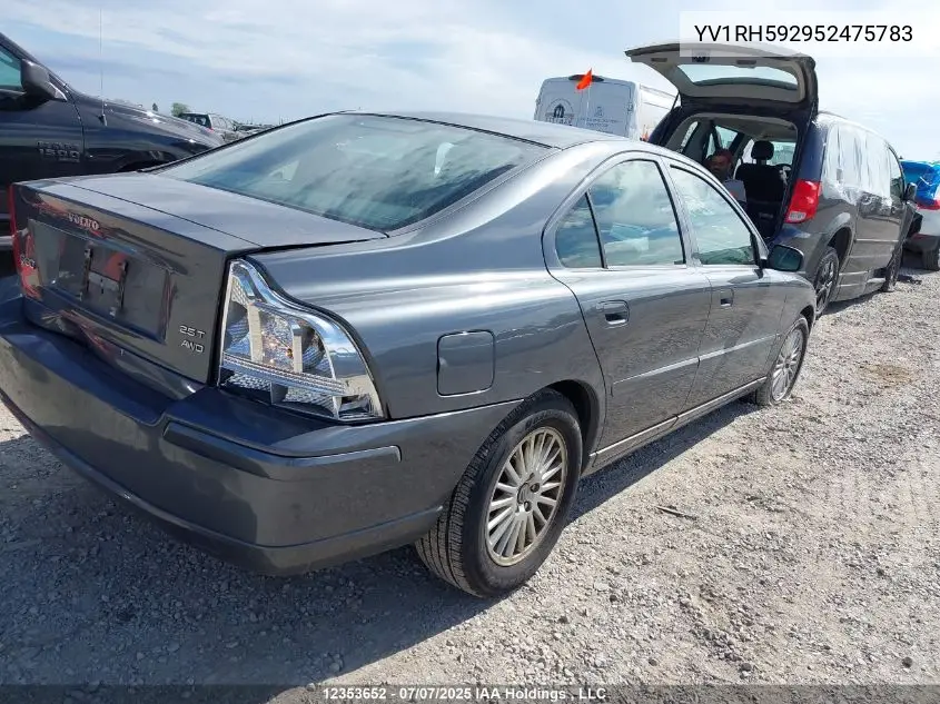 2005 Volvo S60 2.5T VIN: YV1RH592952475783 Lot: 12353652
