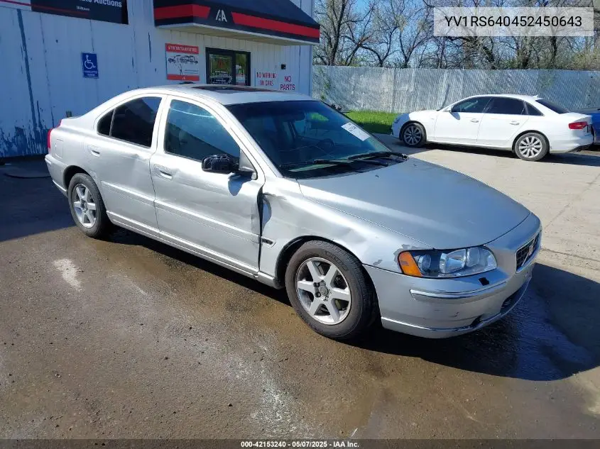 2005 Volvo S60 2.4 VIN: YV1RS640452450643 Lot: 42153240