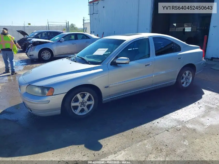 2005 Volvo S60 2.4 VIN: YV1RS640452450643 Lot: 42153240
