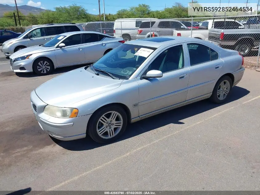 2005 Volvo S60 2.5T VIN: YV1RS592852464534 Lot: 42583760