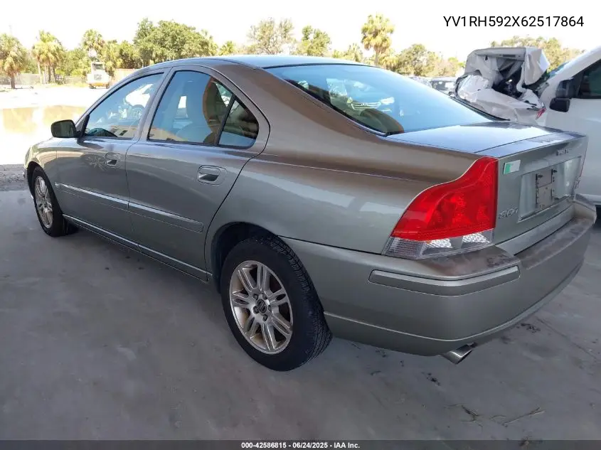 2006 Volvo S60 2.5T VIN: YV1RH592X62517864 Lot: 42586815