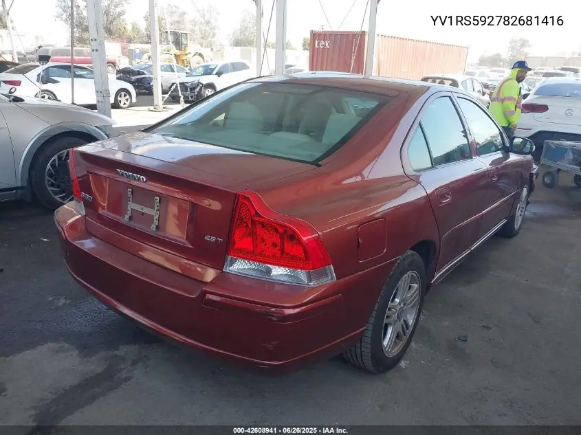 2008 Volvo S60 2.5T VIN: YV1RS592782681416 Lot: 42608941