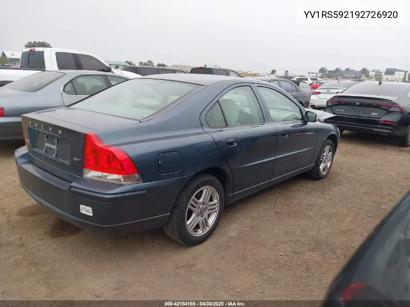 2009 Volvo S60 2.5T/2.5T Special Edition VIN: YV1RS592192726920 Lot: 42154185