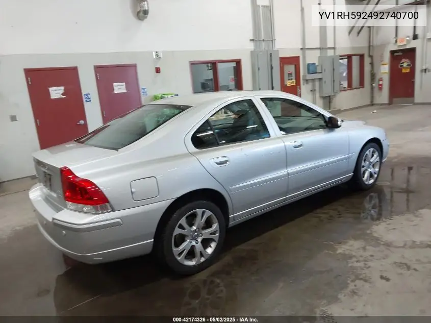2009 Volvo S60 2.5T/2.5T Special Edition VIN: YV1RH592492740700 Lot: 42174326