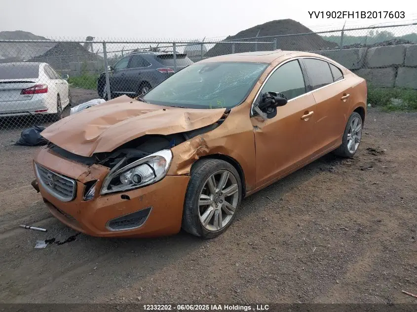 2011 Volvo S60 T6 VIN: YV1902FH1B2017603 Lot: 12332202