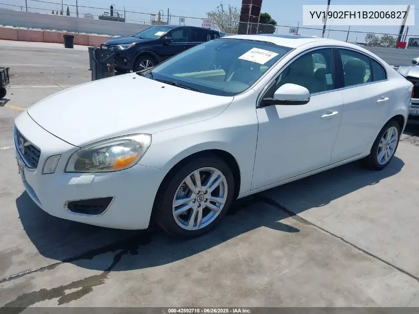 2011 Volvo S60 T6 VIN: YV1902FH1B2006827 Lot: 42592718