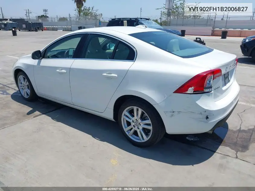 2011 Volvo S60 T6 VIN: YV1902FH1B2006827 Lot: 42592718