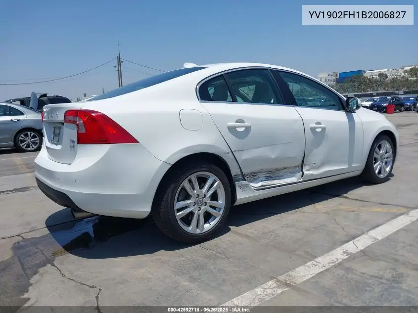 2011 Volvo S60 T6 VIN: YV1902FH1B2006827 Lot: 42592718