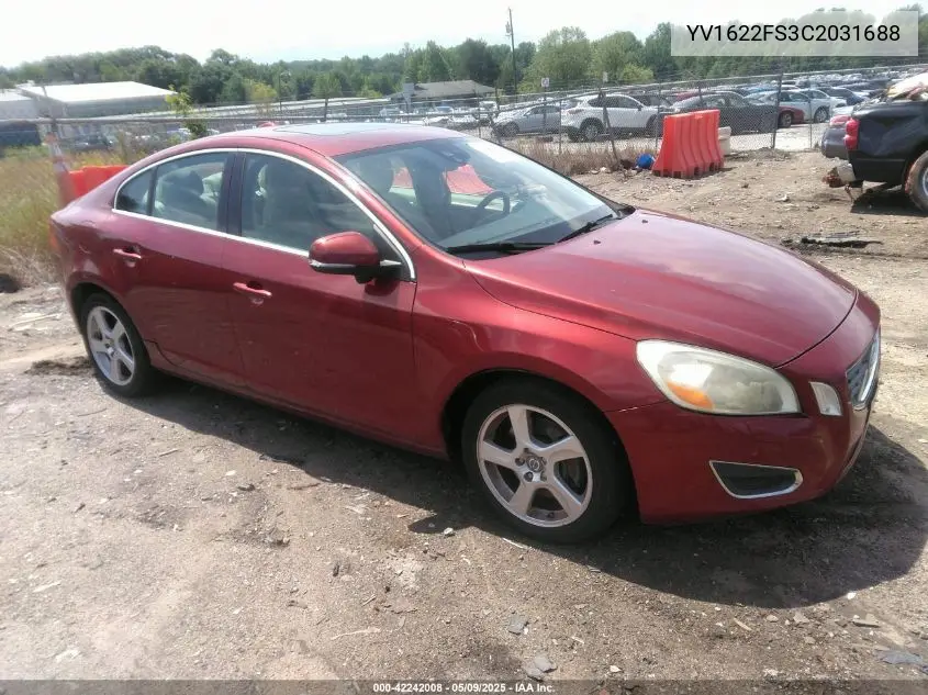 2012 Volvo S60 T5 VIN: YV1622FS3C2031688 Lot: 42242008