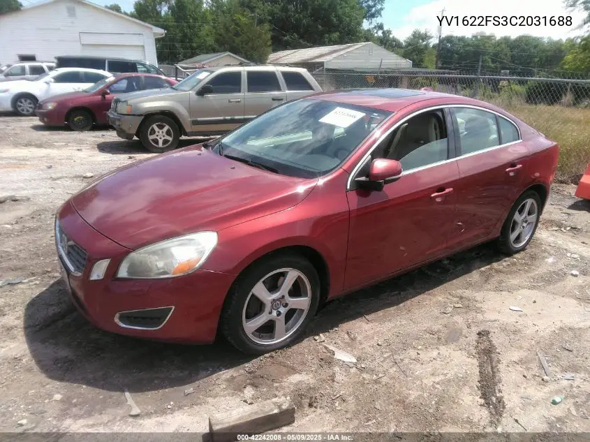 2012 Volvo S60 T5 VIN: YV1622FS3C2031688 Lot: 42242008