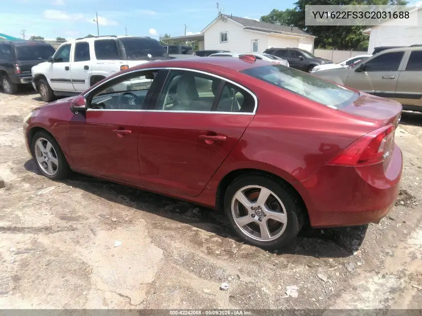 2012 Volvo S60 T5 VIN: YV1622FS3C2031688 Lot: 42242008