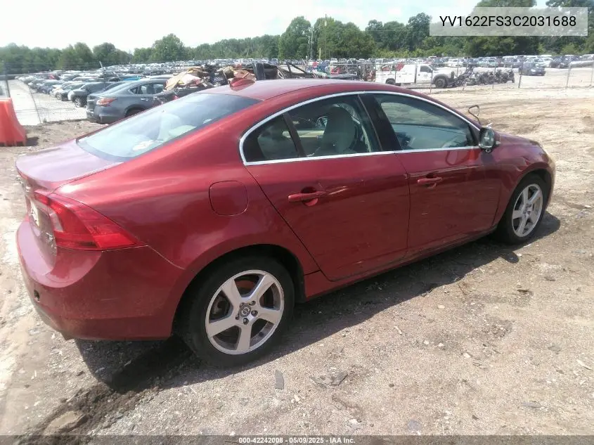 2012 Volvo S60 T5 VIN: YV1622FS3C2031688 Lot: 42242008
