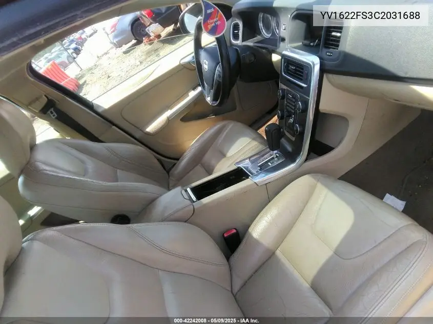 2012 Volvo S60 T5 VIN: YV1622FS3C2031688 Lot: 42242008