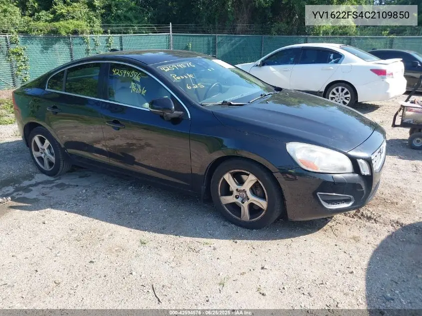 2012 Volvo S60 T5 VIN: YV1622FS4C2109850 Lot: 42594576