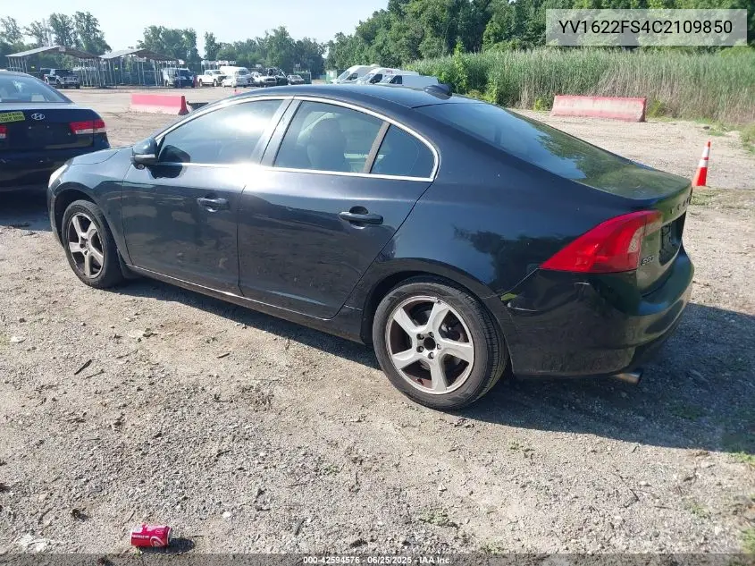 2012 Volvo S60 T5 VIN: YV1622FS4C2109850 Lot: 42594576