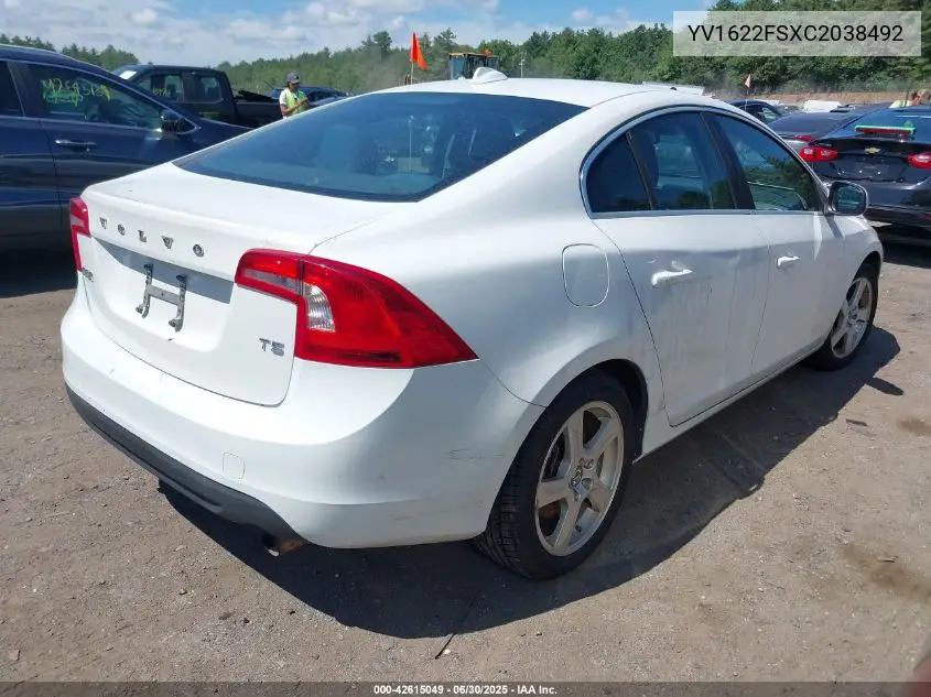 2012 Volvo S60 T5 VIN: YV1622FSXC2038492 Lot: 42615049