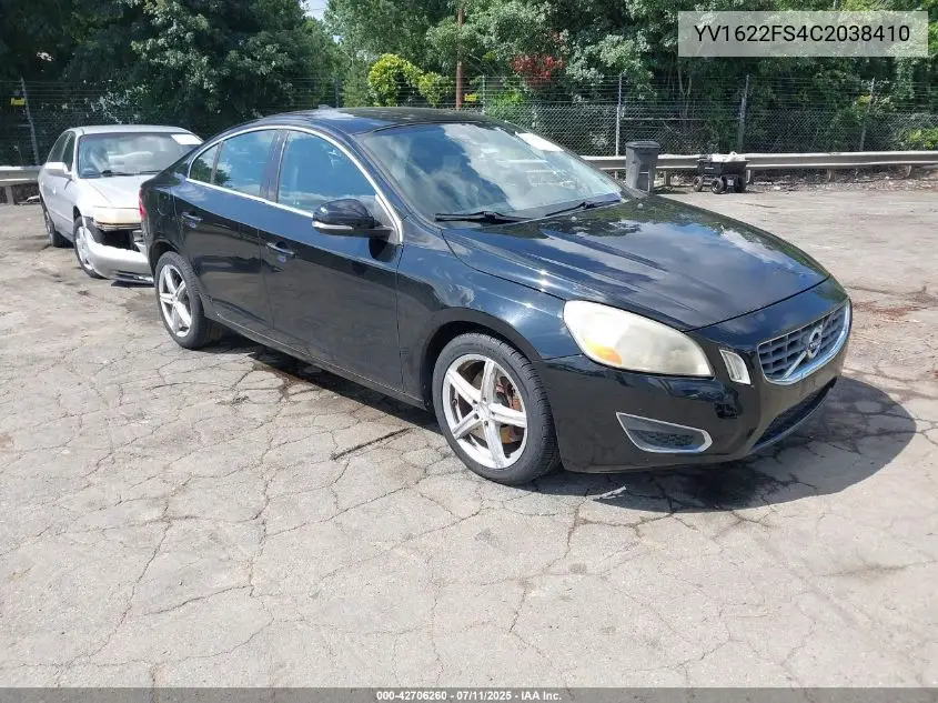 2012 Volvo S60 T5 VIN: YV1622FS4C2038410 Lot: 42706260