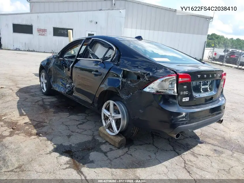 2012 Volvo S60 T5 VIN: YV1622FS4C2038410 Lot: 42706260
