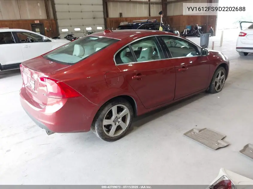 2013 Volvo S60 T5/T5 Platinum/T5 Premier/T5 Premier Plus VIN: YV1612FS9D2202688 Lot: 42709073