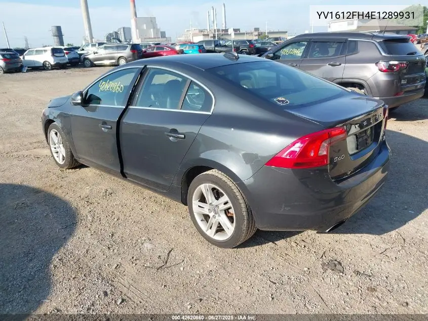 2014 Volvo S60 T5 VIN: YV1612FH4E1289931 Lot: 42620860