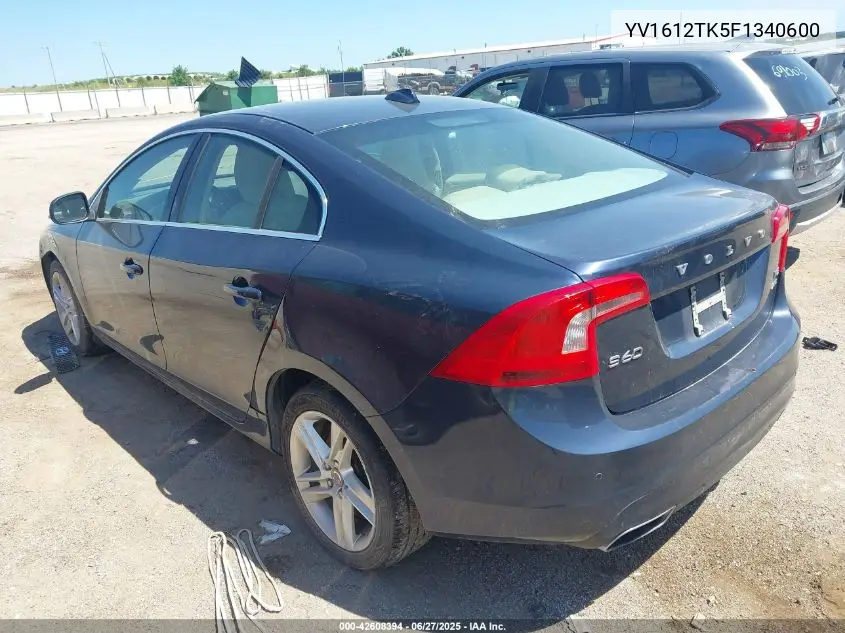 2015 Volvo S60 T5 Premier VIN: YV1612TK5F1340600 Lot: 42608394
