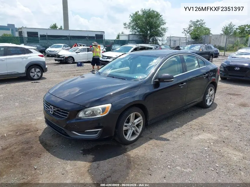 2015 Volvo S60 T5 Premier VIN: YV126MFKXF2351397 Lot: 42635909
