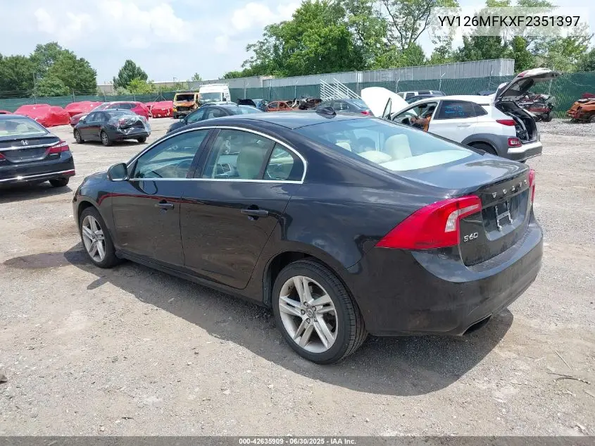 2015 Volvo S60 T5 Premier VIN: YV126MFKXF2351397 Lot: 42635909