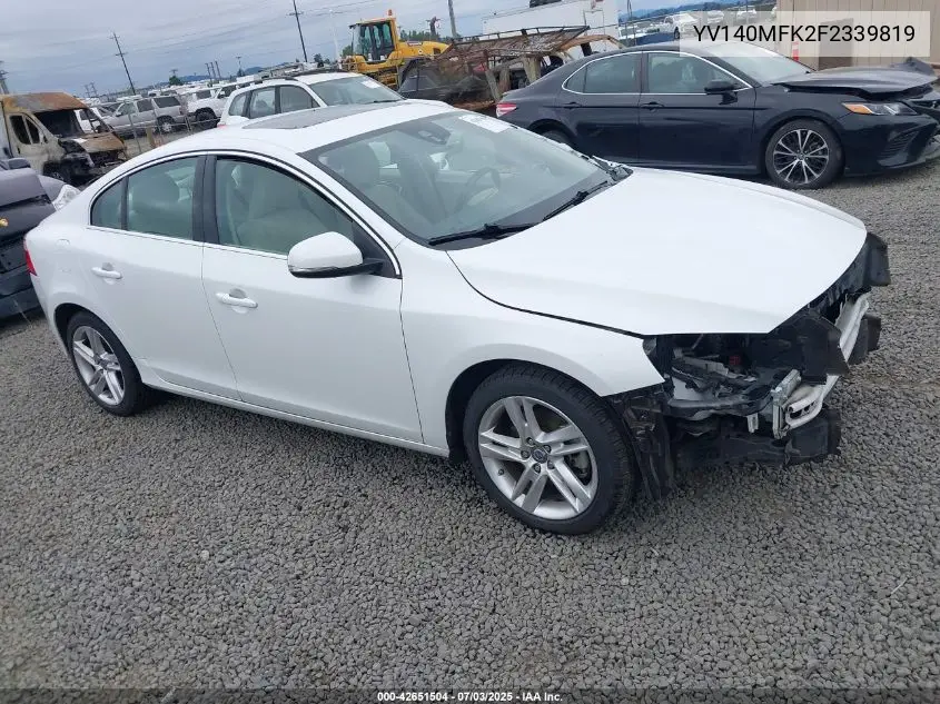 2015 Volvo S60 T5 Premier VIN: YV140MFK2F2339819 Lot: 42651504