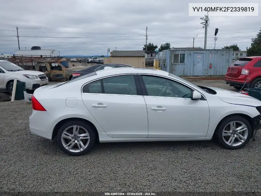 2015 Volvo S60 T5 Premier VIN: YV140MFK2F2339819 Lot: 42651504