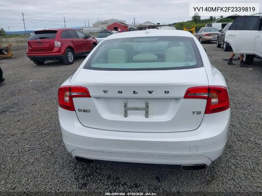 2015 Volvo S60 T5 Premier VIN: YV140MFK2F2339819 Lot: 42651504