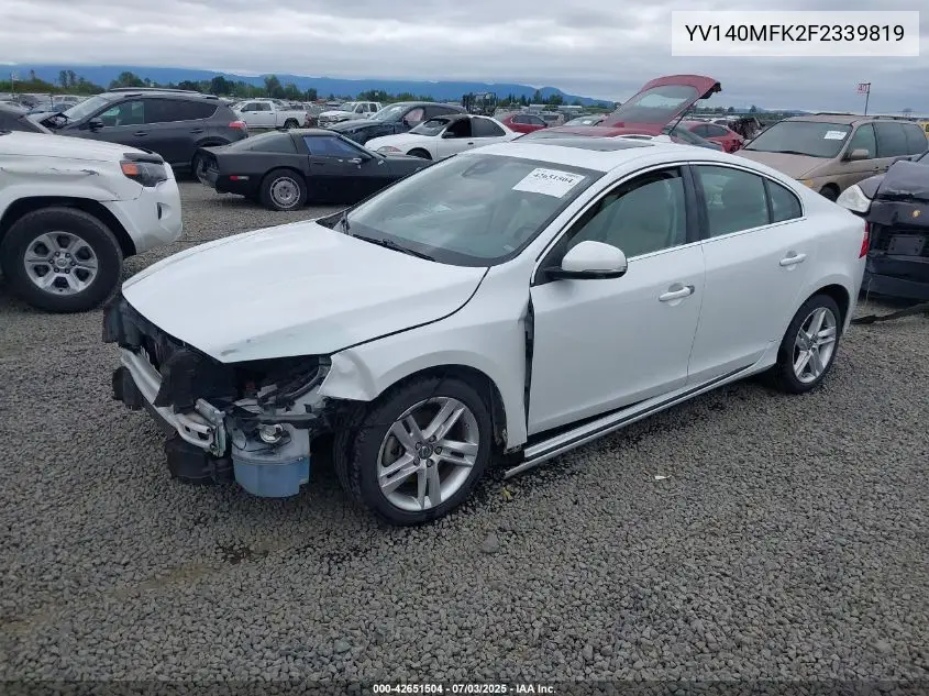 2015 Volvo S60 T5 Premier VIN: YV140MFK2F2339819 Lot: 42651504
