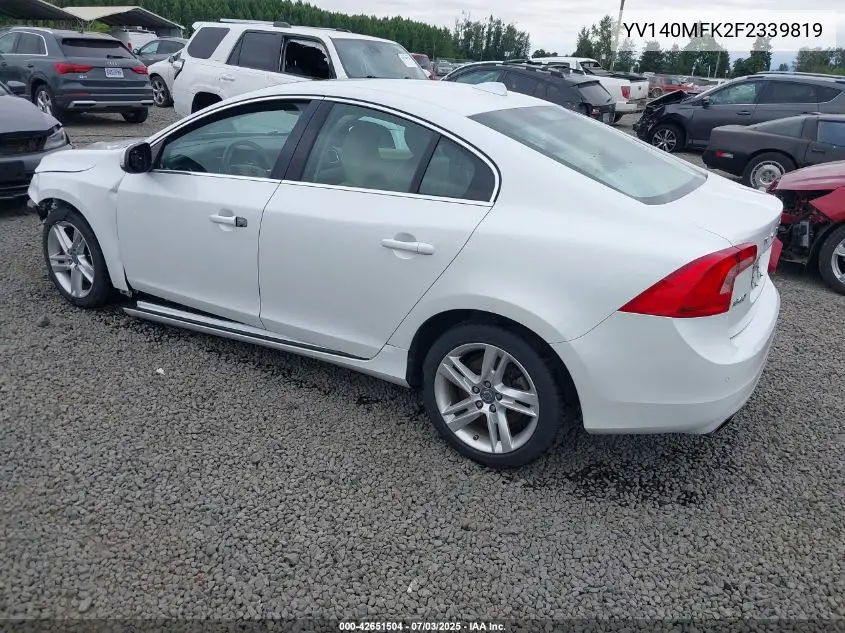 2015 Volvo S60 T5 Premier VIN: YV140MFK2F2339819 Lot: 42651504