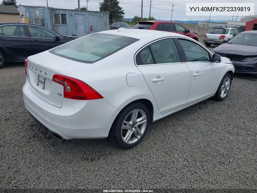 2015 Volvo S60 T5 Premier VIN: YV140MFK2F2339819 Lot: 42651504
